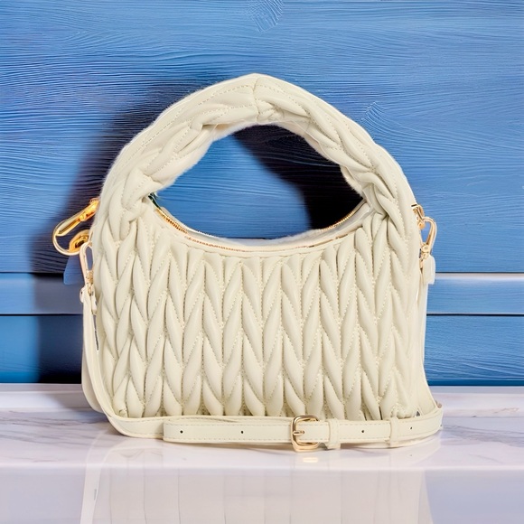New! Urban Expressions Pleated Shoulder Bag in Oat Milk (NWT) - Picture 3 of 5
